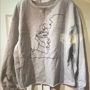 Gray Sweatshirt with Artistic Face Design